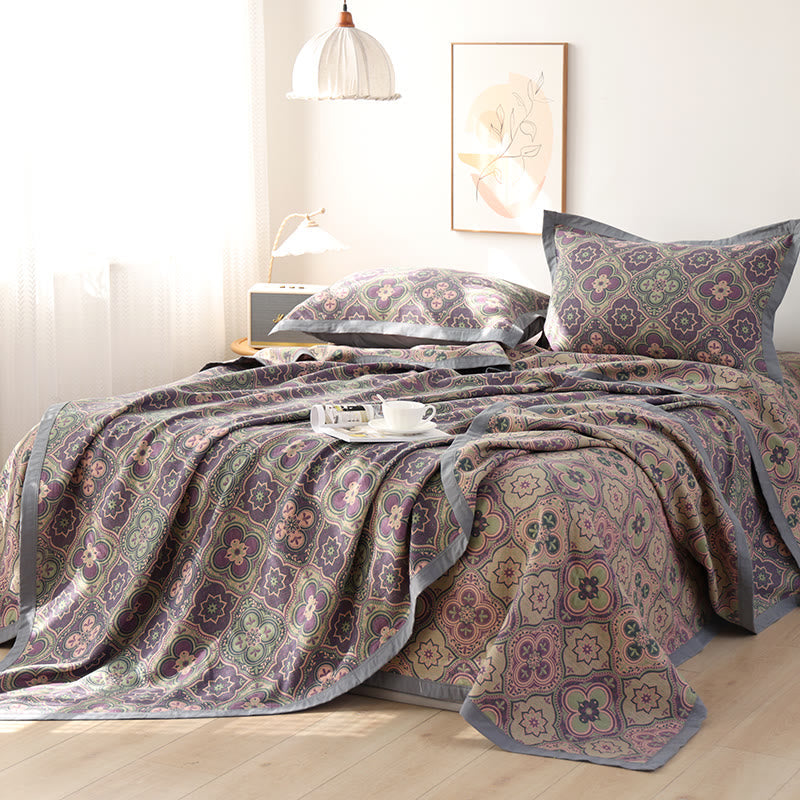 Elegant Reversible Cotton Quilt with Petal Flower Pattern for All Seasons