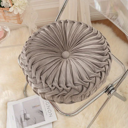 Veloura - Pleated Round Velvet Cushion