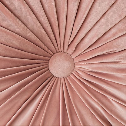 Veloura - Pleated Round Velvet Cushion