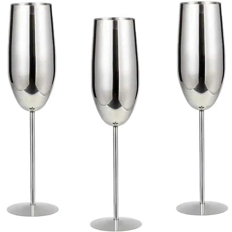 Ortekor Elegant Stainless Steel Wine Glasses Set of 6 with Enhanced Chilling | Durable Design for Timeless Enjoyment