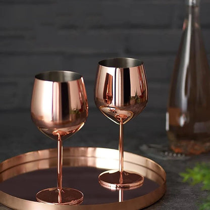 Ortekor Elegant Stainless Steel Wine Glasses Set of 6 with Enhanced Chilling | Durable Design for Timeless Enjoyment