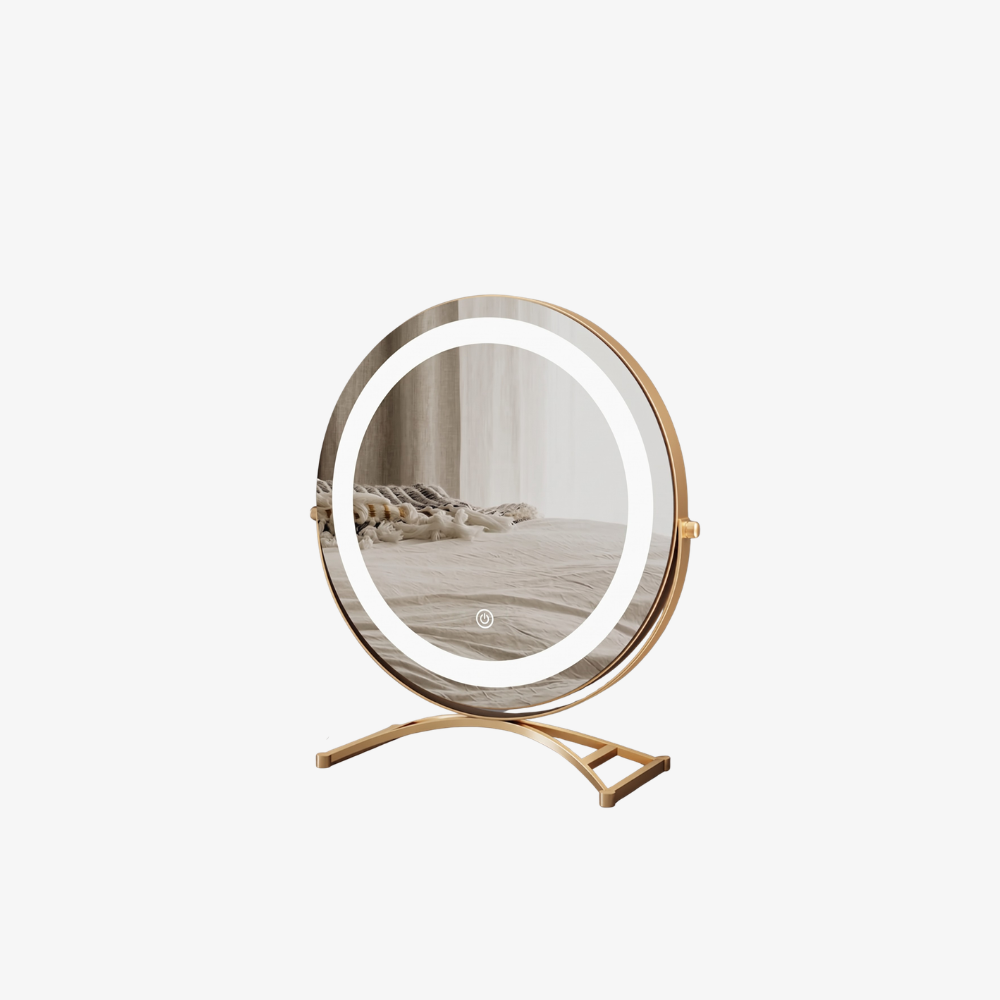Lighted Vanity Mirror with 360 Degree Rotation, LED Makeup Mirror with Lights, Rechargeable Cordless Desk Mirror