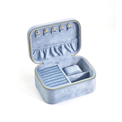 LUXEFLOW – Suede Travel Jewelry Case with Elegant Storage Design
