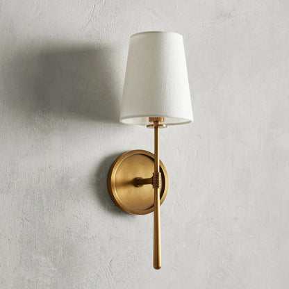 Elegant Wall Sconce with Textured Linen Shade – Aged Brass and Oil Rubbed Bronze Finish, Dimmable Sconce Light for Bathrooms and Modern Spaces