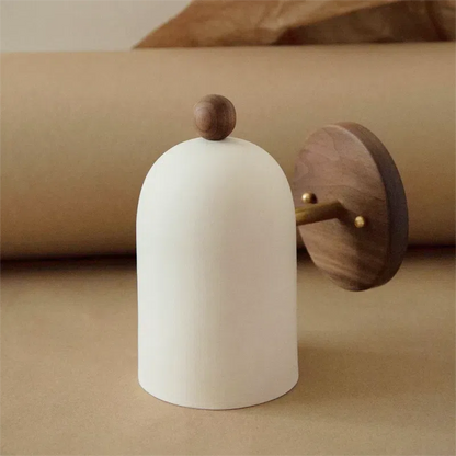 Elegant Walnut Wall Sconces with Brass Arm and Soft White Shade – Contemporary Design for Modern Ambiance