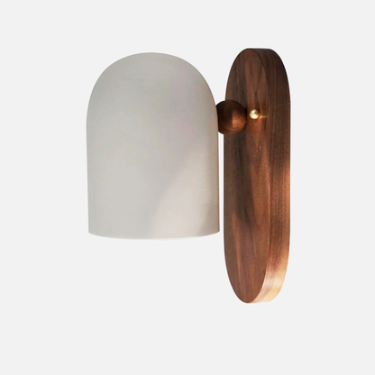 Elegant Walnut Wall Sconces with Brass Arm and Soft White Shade – Contemporary Design for Modern Ambiance