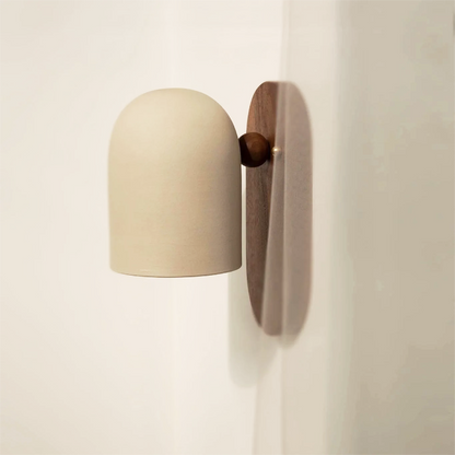 Elegant Walnut Wall Sconces with Brass Arm and Soft White Shade – Contemporary Design for Modern Ambiance