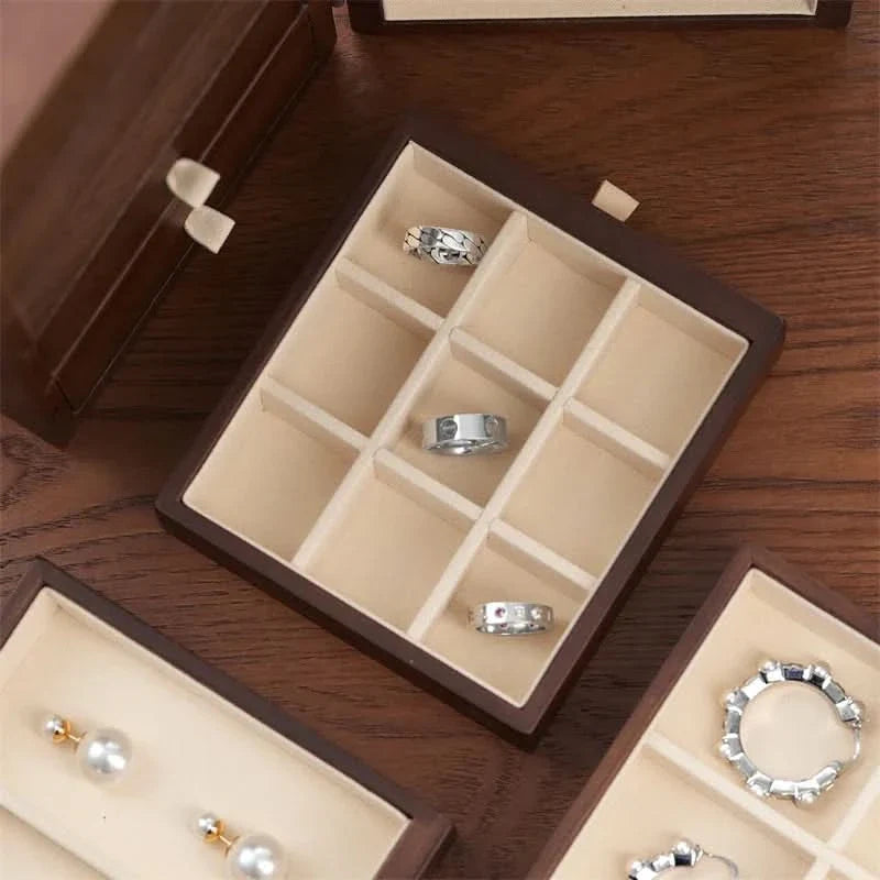 LUXELIVA – Elegant Wooden Jewelry Box with Multi-Layer Storage