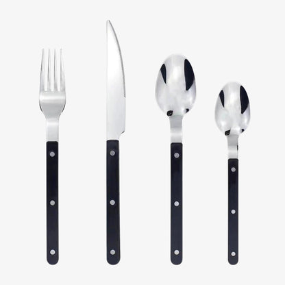Elegant | 24-Piece Cutlery Set with Modern Black Handles | Durable Stainless Steel for Stylish Dining