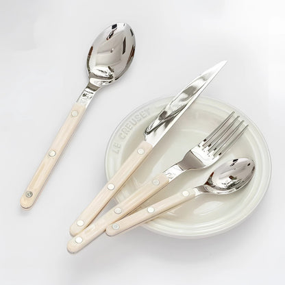 Elegant | 24-Piece Cutlery Set with Modern Black Handles | Durable Stainless Steel for Stylish Dining