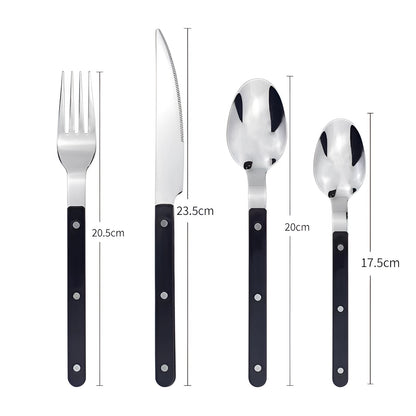Elegant | 24-Piece Cutlery Set with Modern Black Handles | Durable Stainless Steel for Stylish Dining