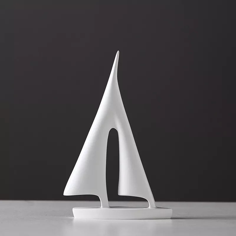 Sailboat Sculpture Statue | Coastal Nautical Home Decor Accent for Shelf, Mantel & Living Room | Polyresin Maritime Figurine