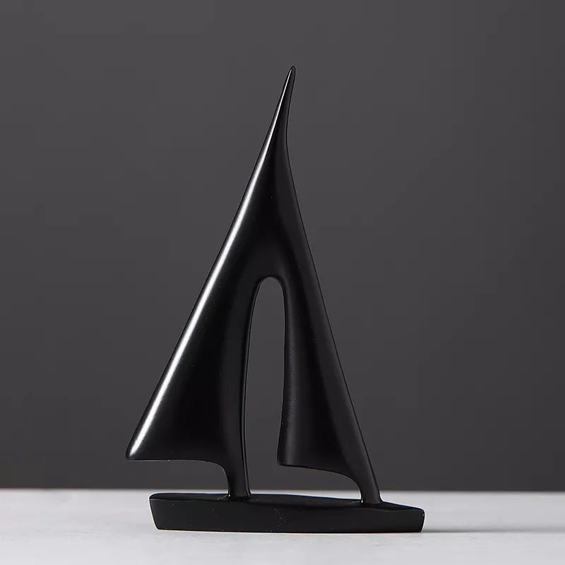 Sailboat Sculpture Statue | Coastal Nautical Home Decor Accent for Shelf, Mantel & Living Room | Polyresin Maritime Figurine