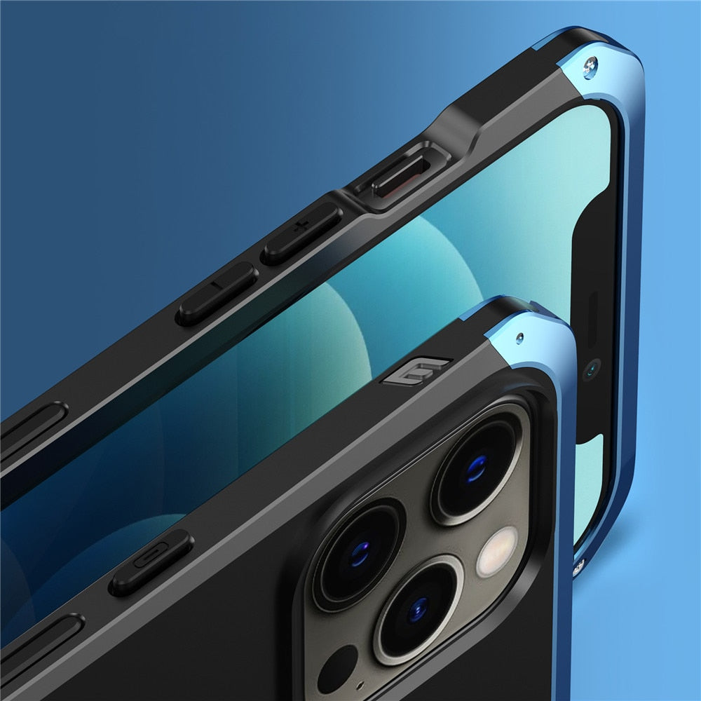 Reinforced Metal Frame iPhone Case with Camera Shield & Drop Protection for 14/15/16 Series