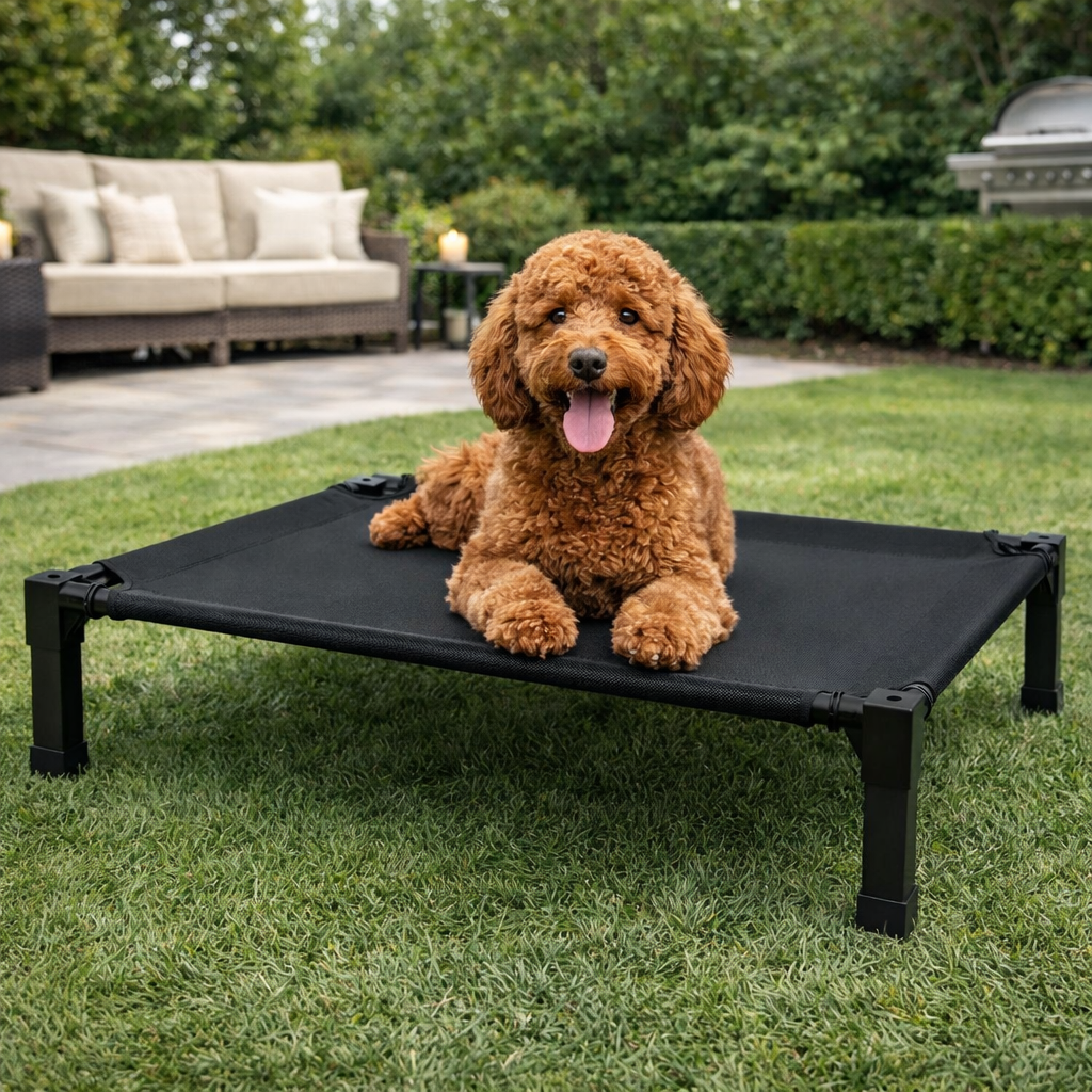 Elevated Dog Bed with Breathable Mesh Fabric & Chew-Proof Design for Ultimate Comfort