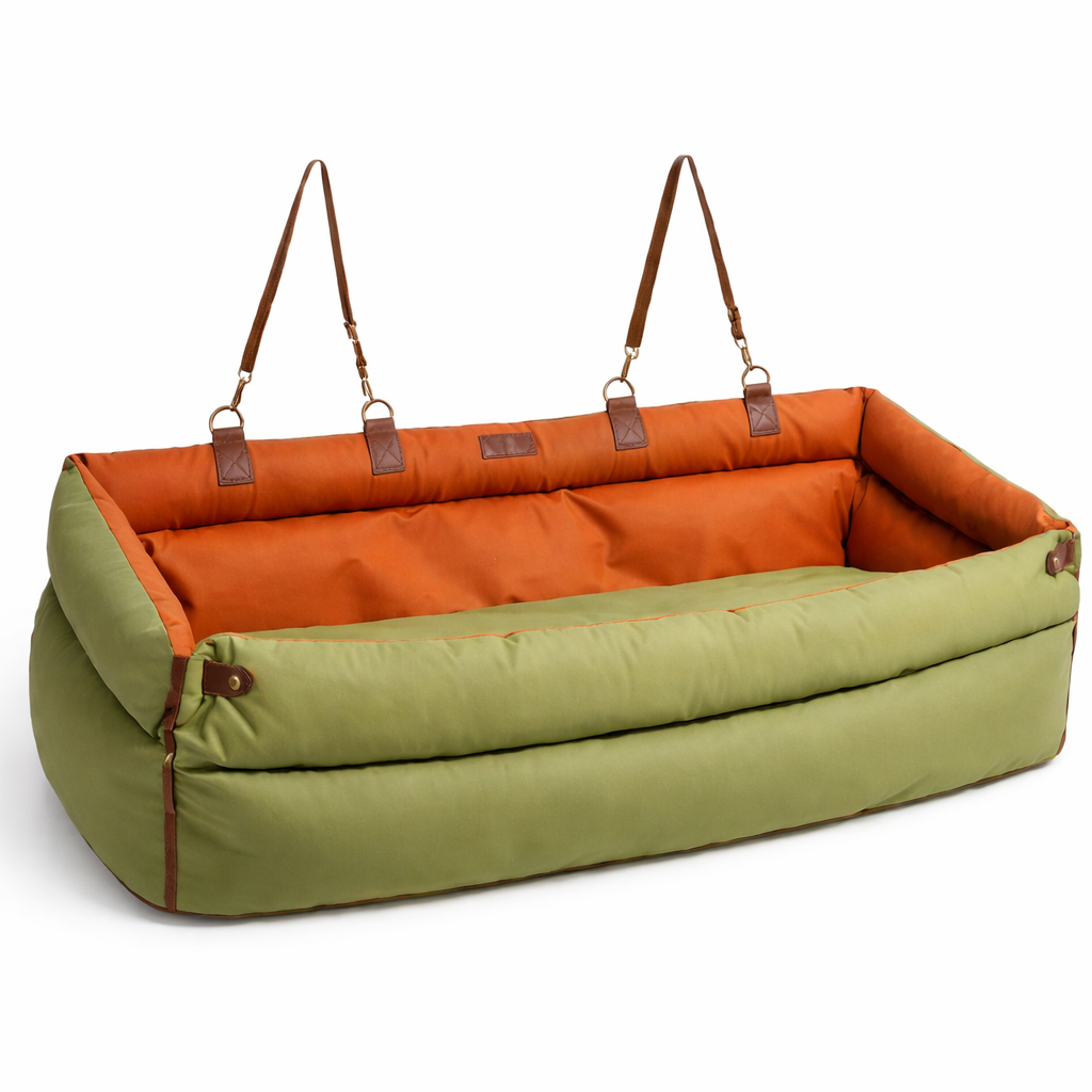 Elevated Dog Car Seat Booster Bed with Water-Resistant Faux Leather | Comfortable Pet Car Seat for Safe Travel and Easy Maintenance
