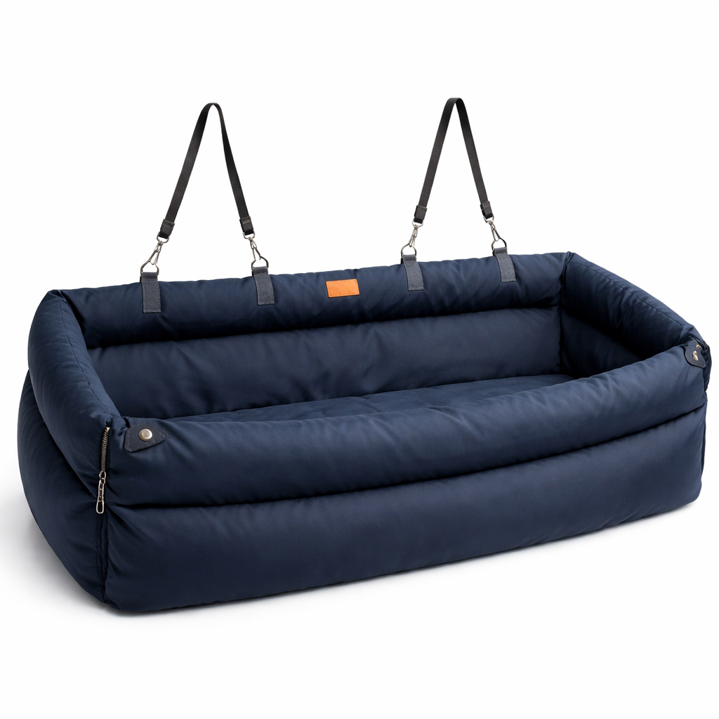 Elevated Dog Car Seat Booster Bed with Water-Resistant Faux Leather | Comfortable Pet Car Seat for Safe Travel and Easy Maintenance