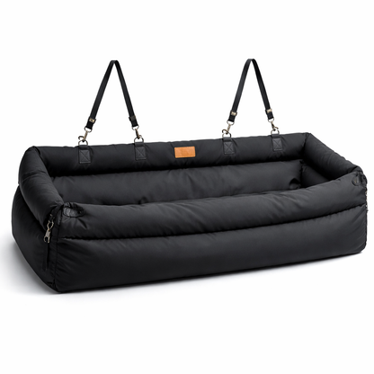 Elevated Dog Car Seat Booster Bed with Water-Resistant Faux Leather | Comfortable Pet Car Seat for Safe Travel and Easy Maintenance
