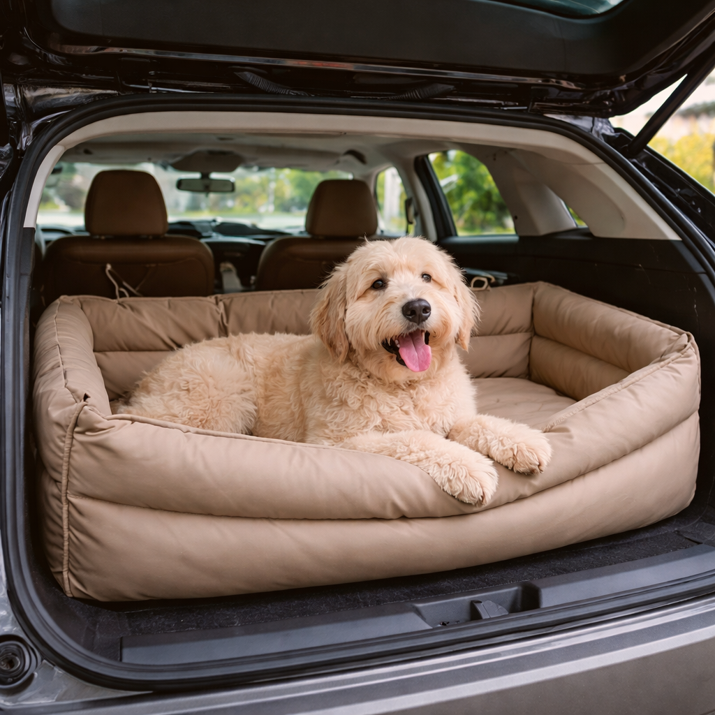 Elevated Dog Car Seat Booster Bed with Water-Resistant Faux Leather | Comfortable Pet Car Seat for Safe Travel and Easy Maintenance