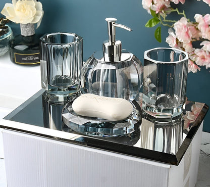 Elite Crystal Glass Bathroom Accessories Set with Elegant Design | Timeless Style for Sophisticated Spaces