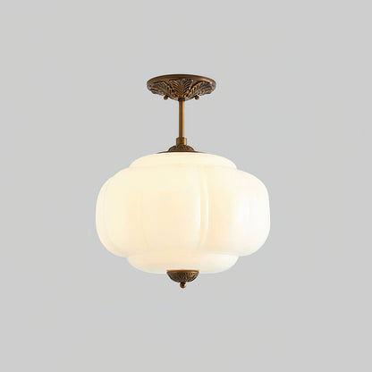 Semi-Flush Glass Ceiling Light with Metal Canopy and Dimmable Socket – Modern Ambient Fixture for Bathroom, Bedroom, Hallway, Entryway