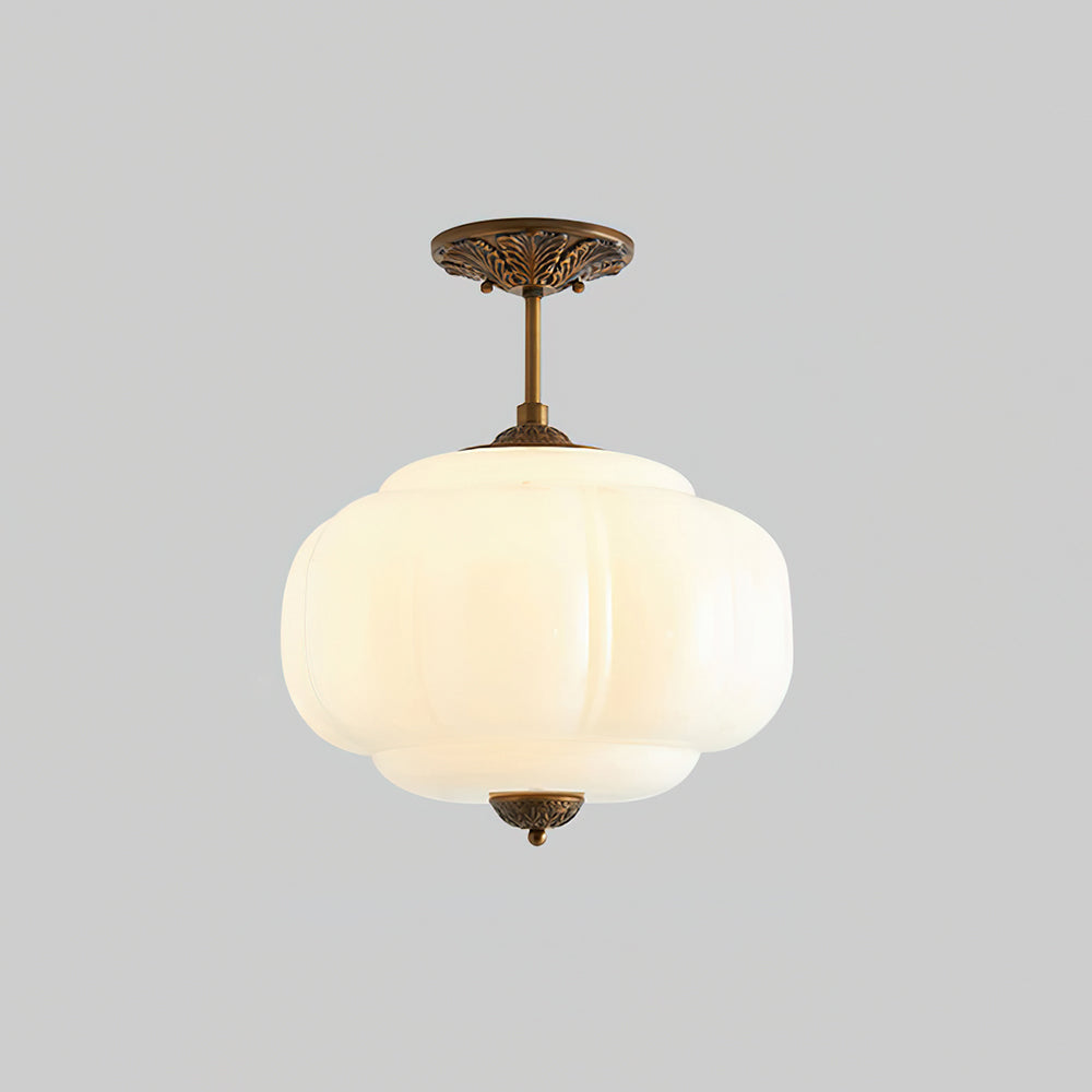 Semi-Flush Glass Ceiling Light with Metal Canopy and Dimmable Socket – Modern Ambient Fixture for Bathroom, Bedroom, Hallway, Entryway