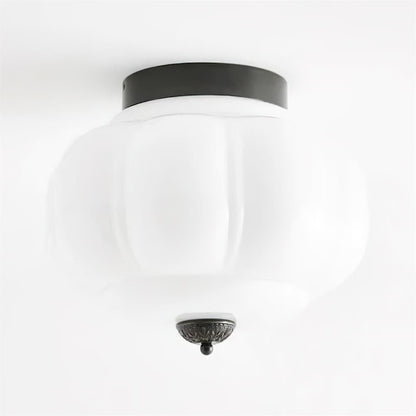 Flush Mount Glass Pendant Light 15 in Jade Green Shade Hardwired E26 E27 Socket Handblown Artisan Finish for Bedroom Bathroom Hallway Entryw