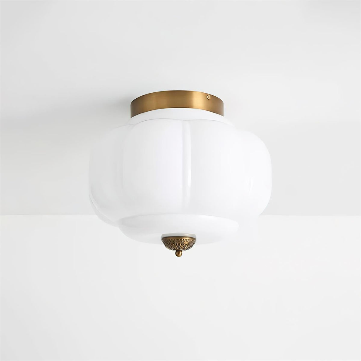 Flush Mount Glass Pendant Light 15 in Jade Green Shade Hardwired E26 E27 Socket Handblown Artisan Finish for Bedroom Bathroom Hallway Entryw