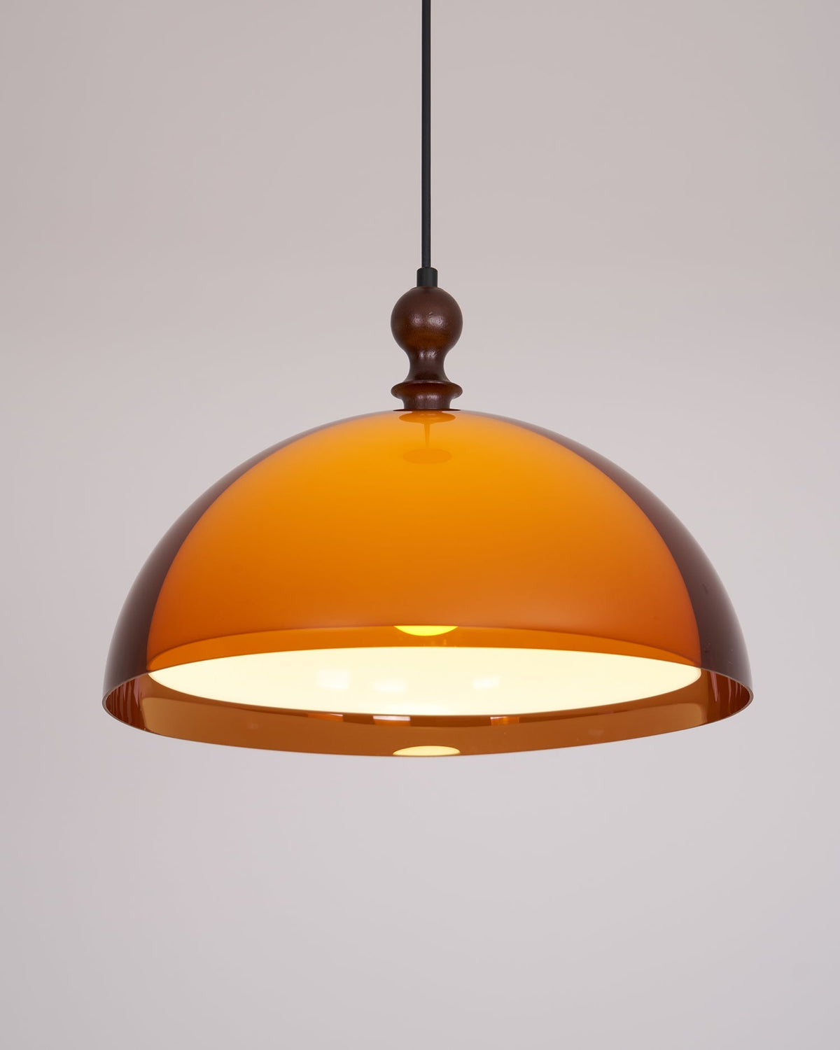 Hanging Ceiling Light Fixture with Walnut Wood Accent and Acrylic Shade 14 Inch Diameter for Kitchen Island Dining Room Table Adjustable Hei