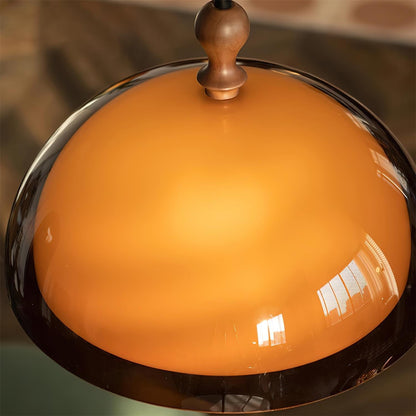 Hanging Ceiling Light Fixture with Walnut Wood Accent and Acrylic Shade 14 Inch Diameter for Kitchen Island Dining Room Table Adjustable Hei
