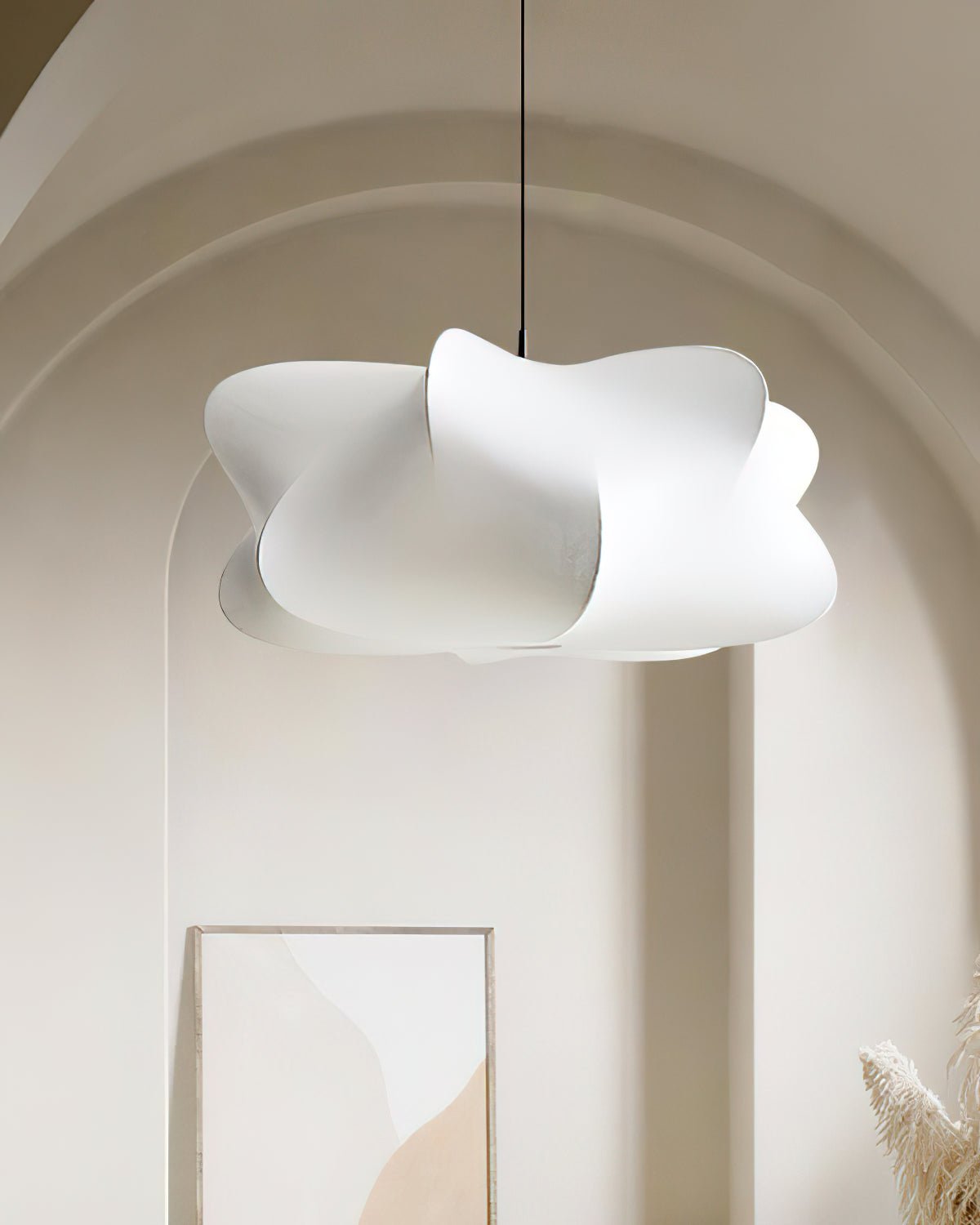 3-Light Silk Cloud Hanging Fixture White 24 in Adjustable Ceiling Mount E27 for Dining Room Living Room Kitchen Modern Indoor Overhead Light