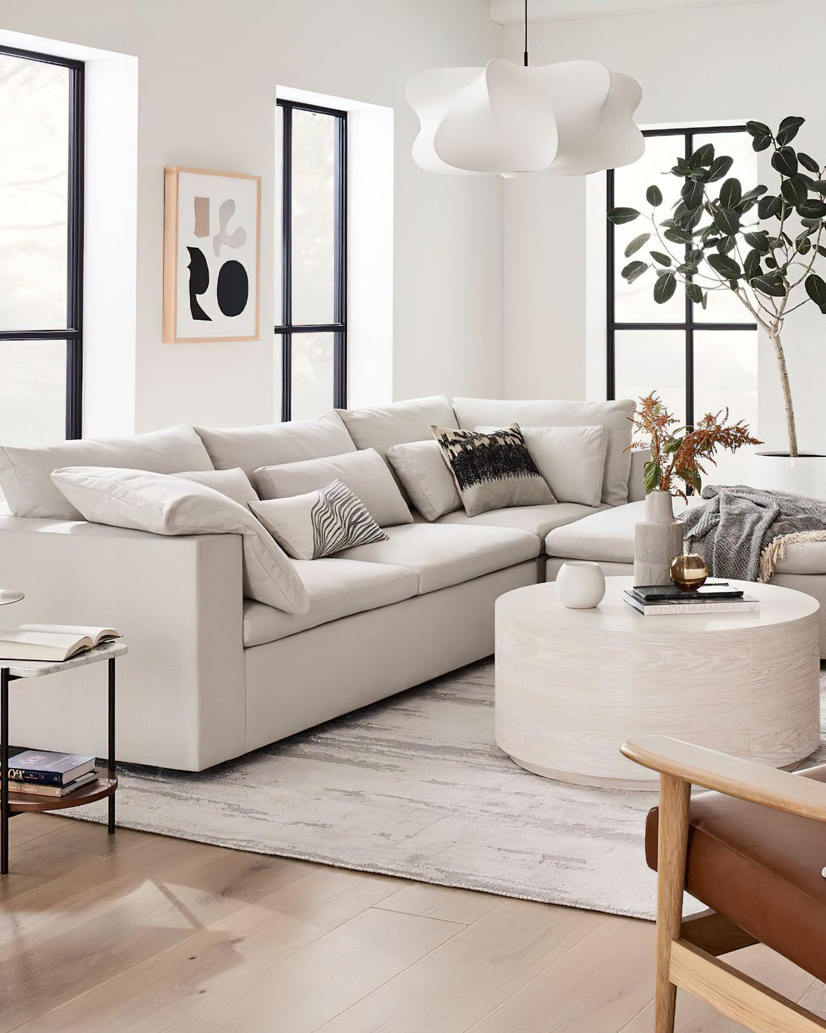 3-Light Silk Cloud Hanging Fixture White 24 in Adjustable Ceiling Mount E27 for Dining Room Living Room Kitchen Modern Indoor Overhead Light