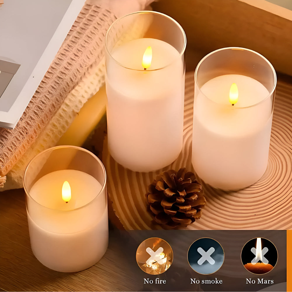 Elysian Flameless Candle Set - 3D LED, electric candle, Safe Ambience