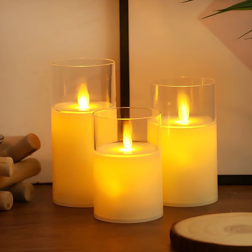Elysian Flameless Candle Set - 3D LED, electric candle, Safe Ambience