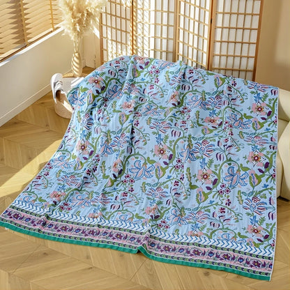Elysian Floral Blanket - 100% Cotton, Reversible Design