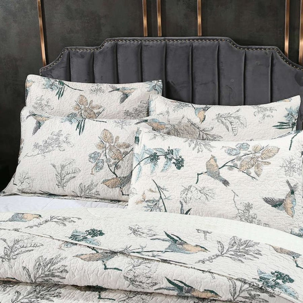 Elysian Floral Coverlet Set - Japanese style, Microfiber, Reversible 3-Piece