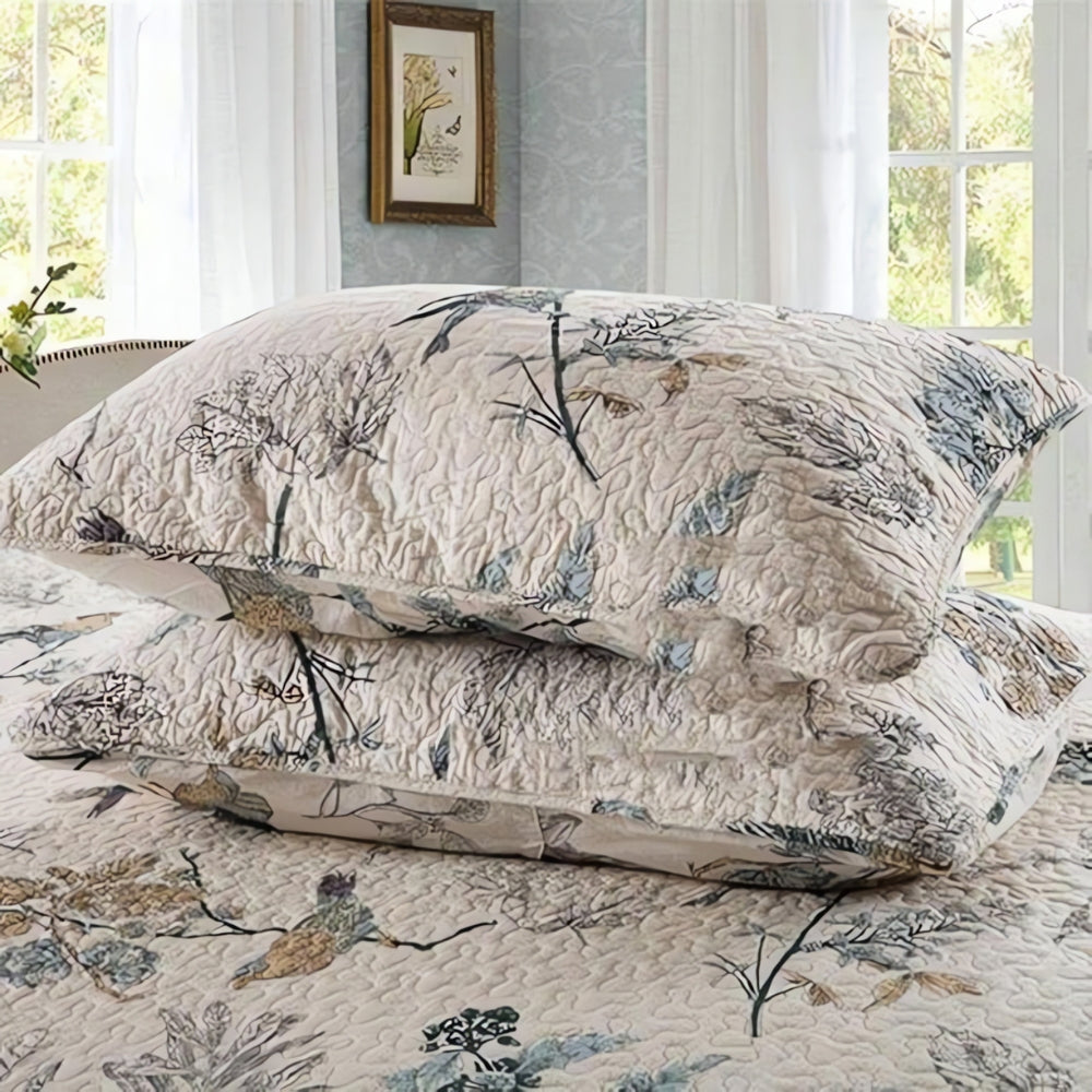 Elysian Floral Coverlet Set - Japanese style, Microfiber, Reversible 3-Piece