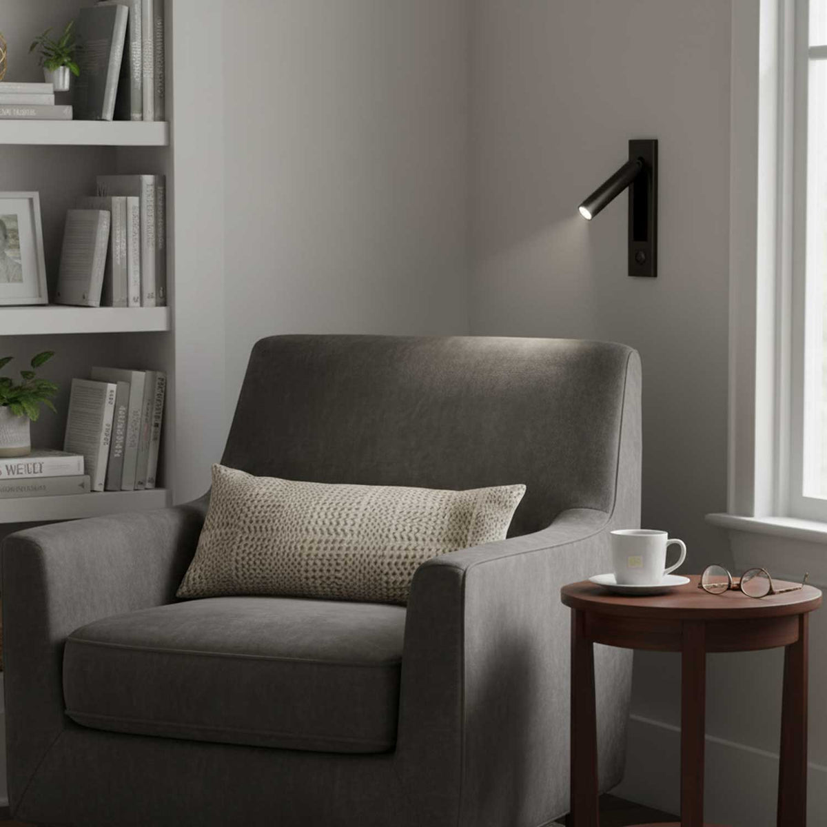 Adjustable Reading Sconce Wall-Mount Aluminum Task Light for Bedside & Study