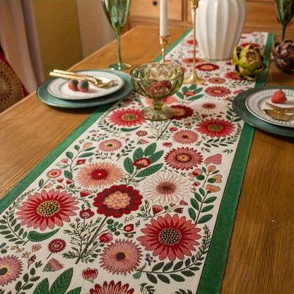 Elysia Table Runner - Embroidered Floral with Tassels