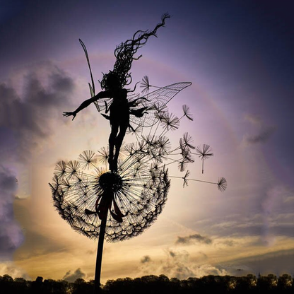 Enchanting Garden Decor | Fairy Garden Ornaments with Unique Dandelion Design | Magical Outdoor Wall Art for Whimsical Spaces