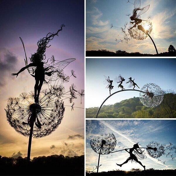 Enchanting Garden Decor | Fairy Garden Ornaments with Unique Dandelion Design | Magical Outdoor Wall Art for Whimsical Spaces