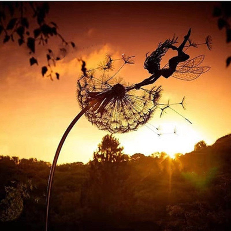 Enchanting Garden Decor | Fairy Garden Ornaments with Unique Dandelion Design | Magical Outdoor Wall Art for Whimsical Spaces