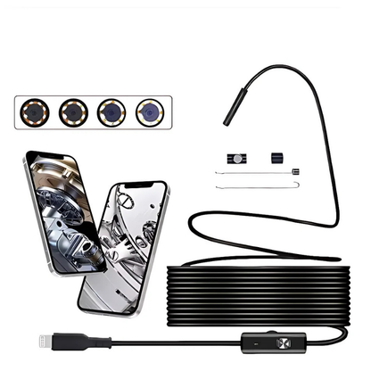 Flexible Endoscope Camera for Tight Spaces with Adjustable LED Light