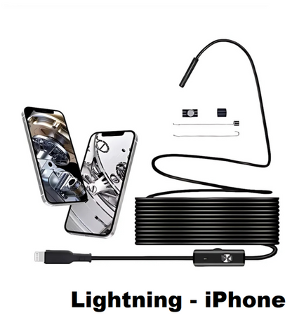 Flexible Endoscope Camera for Tight Spaces with Adjustable LED Light
