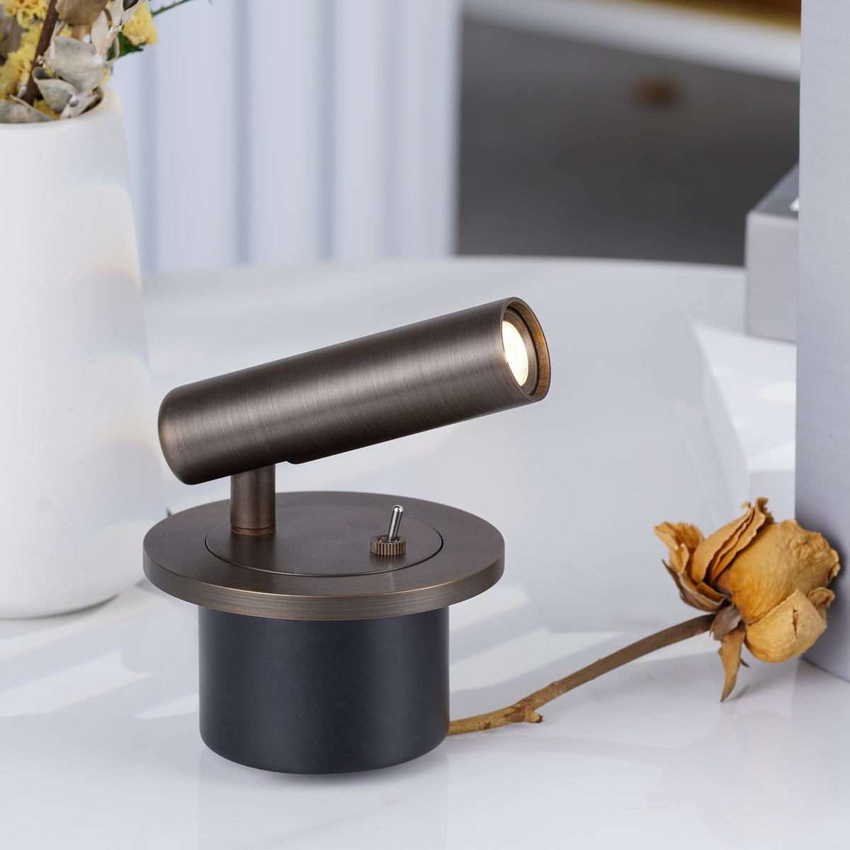 Rotating LED Reading Light for Bedroom Wall – Adjustable Bedside Sconce with Integrated LED – Modern Metal Task Light for Headboard