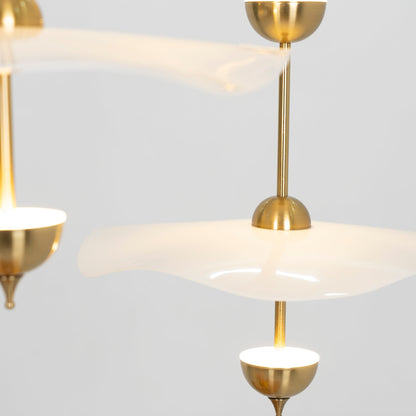 LED Pendant Light Fixture Gold Finish 16-24 in Hanging Chandelier for Kitchen Island Dining Room Living Room with Adjustable Rod Three Color