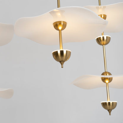 LED Pendant Light Fixture Gold Finish 16-24 in Hanging Chandelier for Kitchen Island Dining Room Living Room with Adjustable Rod Three Color