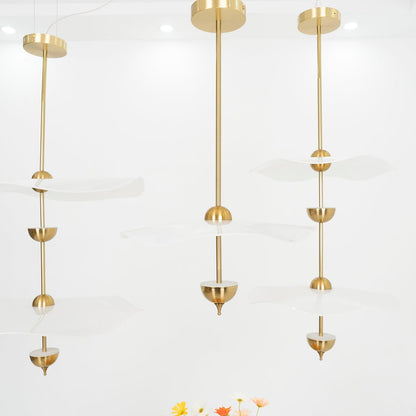 LED Pendant Light Fixture Gold Finish 16-24 in Hanging Chandelier for Kitchen Island Dining Room Living Room with Adjustable Rod Three Color
