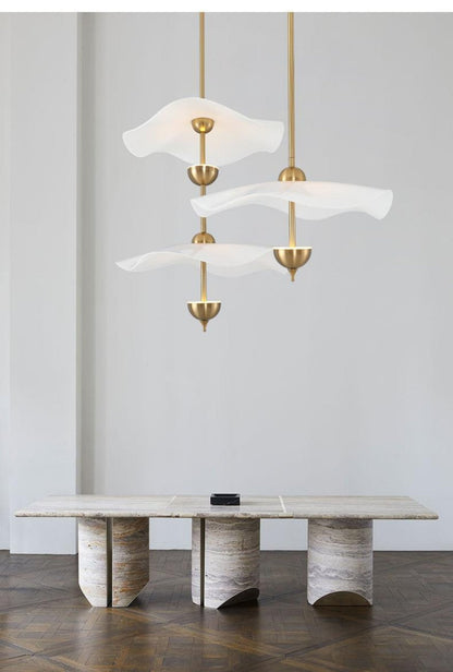 LED Pendant Light Fixture Gold Finish 16-24 in Hanging Chandelier for Kitchen Island Dining Room Living Room with Adjustable Rod Three Color