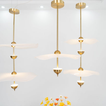 LED Pendant Light Fixture Gold Finish 16-24 in Hanging Chandelier for Kitchen Island Dining Room Living Room with Adjustable Rod Three Color